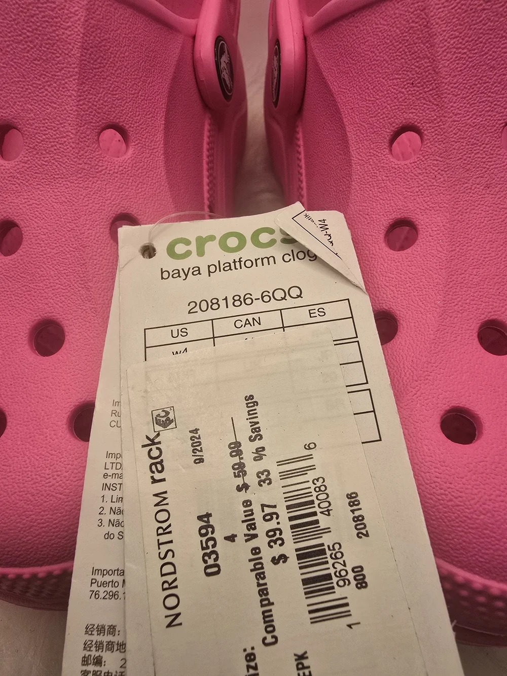 CROCS Kids' Baya Platform Clogs in Hot Pink